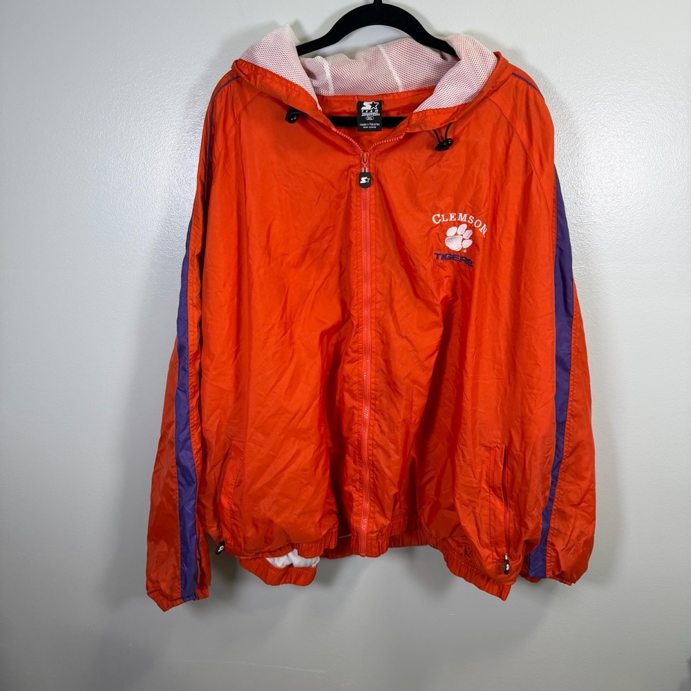 STARTER Vintage Orange Clemson Zip-Up Team Jacket Sz 3XL‎